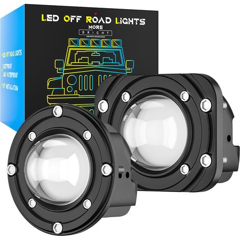 Phare Anti-brouillard LED Encastrable 15W 6000LM CSP 3570, Blanc/Jaune Contrôle Indépendant, Feu de Conduite Spot pour 4x4, Camion, Voiture DC 9-30V IP67(4pcs) (1/5)