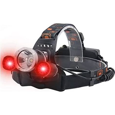 Lampe frontale rechargeable, lampes frontales de chasse à LED blanches et rouges à 3 modes, lampe frontale tactique de 5000 lumens lampe frontale à lumière rouge pour la course à pied, le camping (1/5)