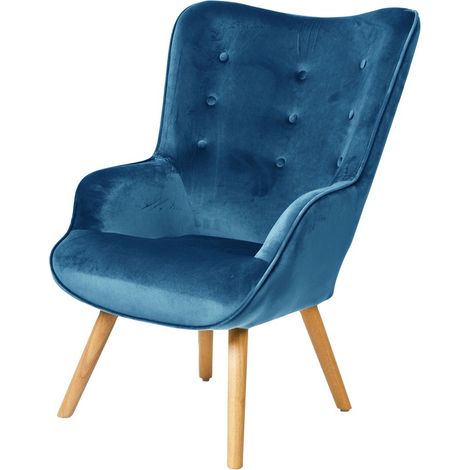 Fauteuil En Velours Bleu Canard Fornord (1/2)
