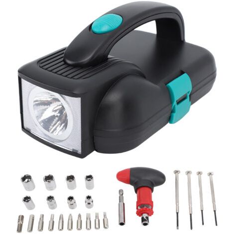 Kit d'outils ménagers avec lampe torche LED comprenant un jeu de tournevis miniatures, une poignée à cliquet, un manchon et des embouts de montre pour la maison