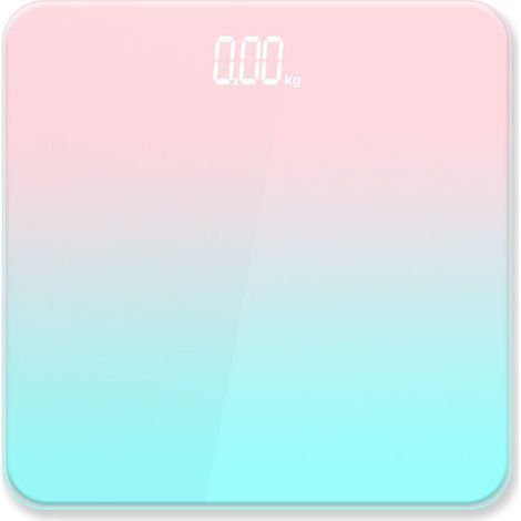 Pèse personne de salle de bain, Ecran LCD, Haute Précision avec Affichage Lumineux, Haute Précision à 180kg/ 400lb, Antidérapant,Poudre d'aurore LED (1/5)
