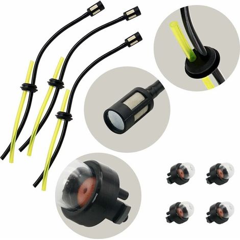 Jeu Universel De Durite Essence Et Poire Amorcage (3 Durite Et 4 Poire D'amorçage) Pour Carburateur Debroussailleuse, Pieces Detachees Debroussailleuse,Souffleur,Tronçonneuse, Stihl 025C,McCulloch3200 (1/5)