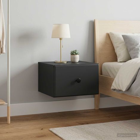 Lot de 2 tables de chevet murales noires en bois d’ingénierie 34,5 x 33 x 20 cm, 12.43kg - PANGIVO (1/5)
