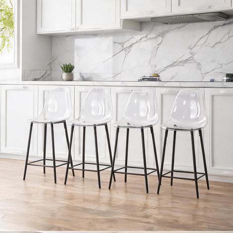 Tabourets de bar en plastique transparent avec structure (1/5)