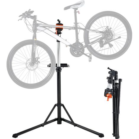 Pied d'Atelier Vélo Pliable Charge 30 kg Support de Réparation de Vélo Réglable en Hauteur Pince Pivotant 360° Stand de Bicyclettes avec Plateau à Outils pour Entretien Montage Vélos Électriques (1/5)