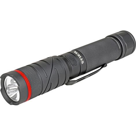 STIER LED-Taschenlampe mit wiederaufladbarem Akku, UV-Licht, 300 Lumen, Winkelkopf, vielseitig einsetzbar für Inspektionen, UV Lampe mit Schwarzlichtfunktion, robust und langlebig