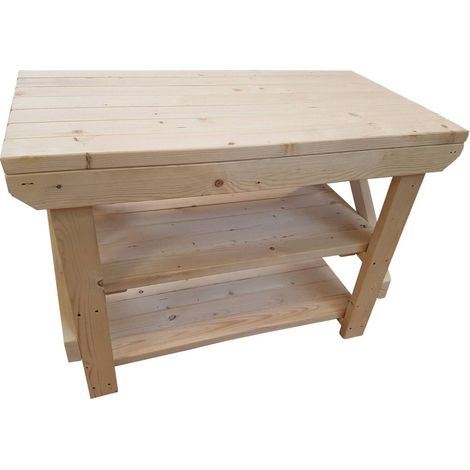 Acorn Wooden Workbench 8ft (240cm length) Double shelf