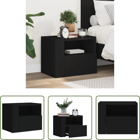 vidaXL Holz Nachttisch -  Wand-Nachttisch Schwarz 45x30x35 cm (1/5)
