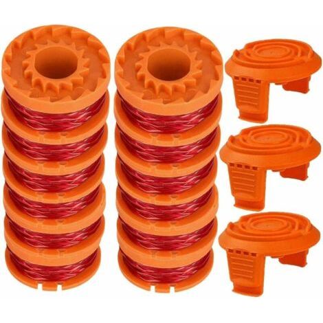 WA0010 Replacement trimmer spool 0.065 for Worx WG154 WG163 WG160 WG180 WG175 WG155 WG151 trimmers (12 spools + 3 caps) (1/5)