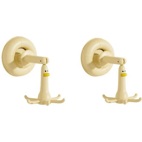 Set mit 2 um 360 Grad drehbaren Haken, moderne Saugnapfhaken, geeignet für die heimische Küche (gelb) (1/5)
