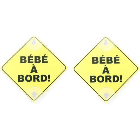 Lot de 2 Panneaux Signalétique français Bébé à Bord Avec,Ventouses Amovible (1/5)