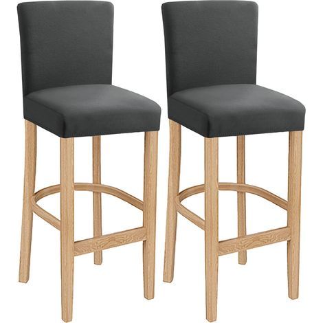 Lot de 2 housses de tabouret de bar extensibles, lavables, amovibles, pour chaise de salle à manger courte et pivotante, chaise de bar (gris1, gris) (1/4)