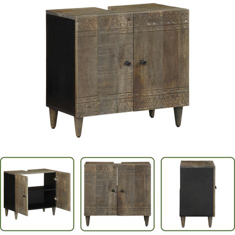Holz Schrank - Waschbeckenunterschrank 62x33x58 cm Massivholz Mango (1/5)