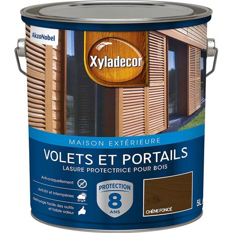 Lasure Protectrice pour Bois Extérieur Volets Portails Portes Fenêtres Couleur Satin Chêne Foncé Quantité 5L 5324257 (1/4)