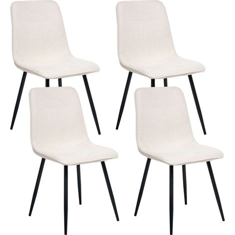 Set of 4 Dining Chairs TUSCOLA Fabric Light Beige