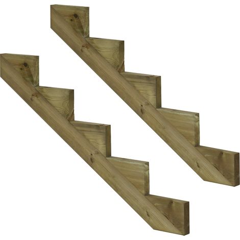 Pack 2 pièces - Limon bois autoclave - 5 marches - H 85cm (1/3)