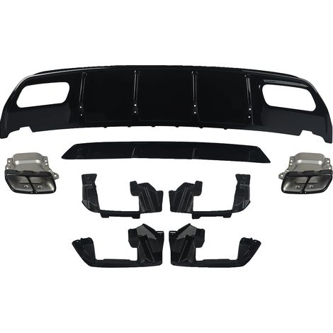 Diffuseur de pare-chocs arrière, construction en ABS, compatible avec A CLASS W176, Noir Brillant (1/2)