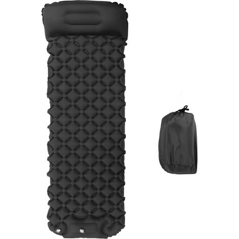 Matelas de Camping Gonflable Ultraléger avec Pompe Intégrée - Tapis de Sol Randonnée, Gris Foncé (1/5)