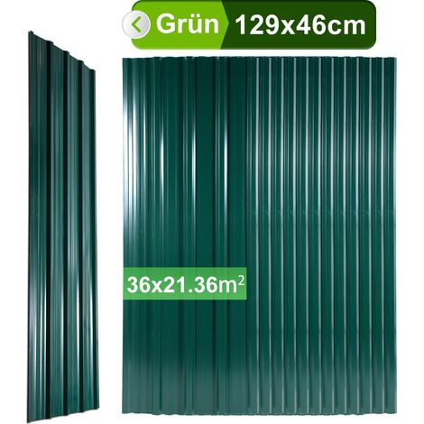 Jiubiaz 24 Stück Profilblech Dachblech 129 x 46 cm, 0,25 mm, Grün, für Gartenhaus und Carport (1/5)