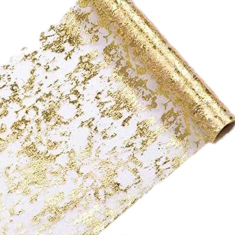 Créez une décoration de table élégante avec un chemin de table doré à la feuille d'or. Un chemin de table attrayant pour une décoration de fête spéciale. Ornement doré (1/5)
