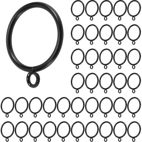 Lot de 40 anneaux de rideaux métalliques noirs de 38 mm (1,5 pouce) de diamètre intérieur (1/5)