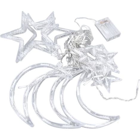 Rideau lumineux Étoile et Lune, 126 LED, 2 modes d'éclairage, ambiance romantique pour mariages, anniversaires et décoration du Ramadan (1/5)