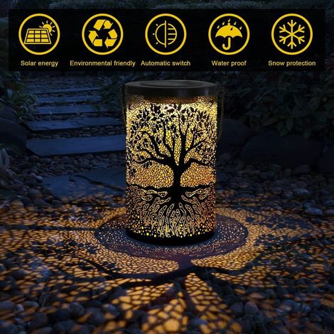 Solar-Gartenlaterne, dekorative Solar-Außenlampe, zum Aufhängen/Aufstellen, IP44 wasserdicht, für Balkon, Garten (Baum) (1/5)