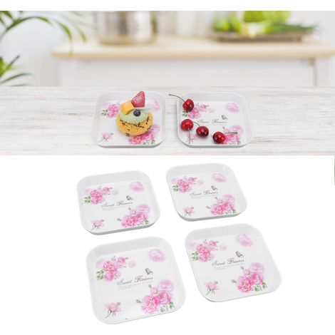 4 assiettes à fruits multifonctionnelles pour dessert, école, restaurant, plateau de rangement et os (1/5)