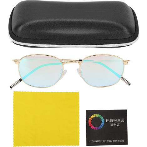 Brille für Farbenblinde, beidseitig rot und grün gefärbt, ideal zum Überqueren der Straße, goldfarben. (1/5)