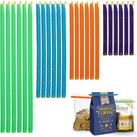 24 Pièces Clip Fermeture Sachet Alimentaire,Baguette Ferme Pince Alimentair pour Stockage des Aliments, Fermeture des Sacs Congélation (1/5)