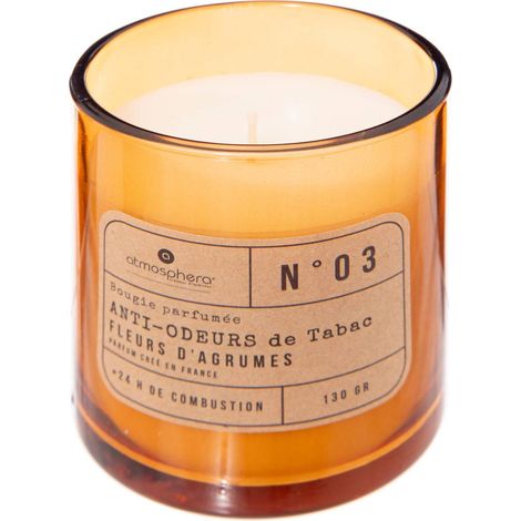 Bougie Parfumée de 130 g aux Fleurs d'Agrumes en Pot en Verre – Neutralise les Odeurs de Tabac – Atmosphera (1/3)