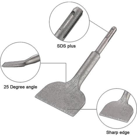 SDS Plus Fliesenmeißel, 165 mm x 75 mm, hochwertige Verlängerungsserie, gebogener Meißel für Keramik- und Bodenfliesen.