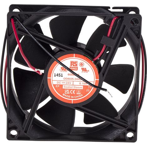 Ventilateur axial RS PRO 24 V c.c., 68m³/h, 80 x 80 x 25mm, 2.4W ( Prix pour 1 )