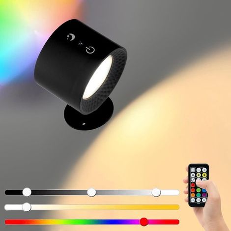 Applique a LED per interni, applique wireless a batteria con telecomando e illuminazione ambientale RGB, 12 modalità di illuminazione, 3 ore di autonomia. (1/5)