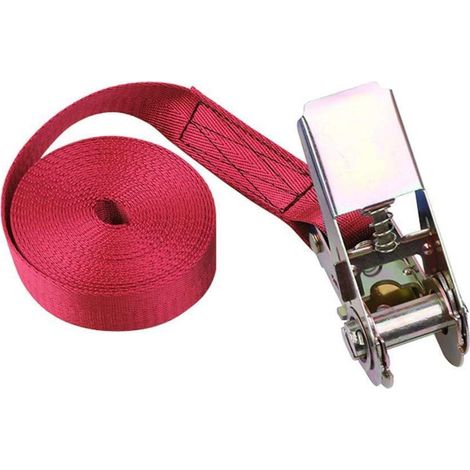 Spanngurt mit Ratsche 25mm, 800kg Zugkraft, 3m Länge, Rot