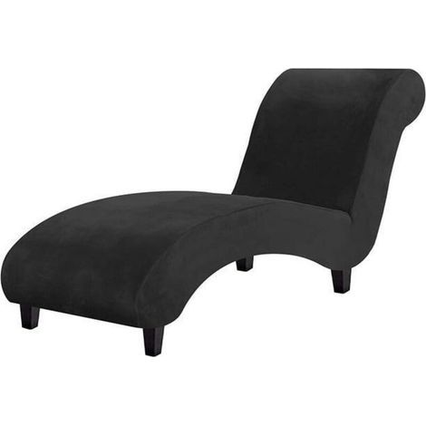 Stretch-Samtbezug für Chaiselongues, luxuriöser Sofabezug fürs Wohnzimmer, weicher Möbelschutz für Hunde, maschinenwaschbar, schwarz (1/4)