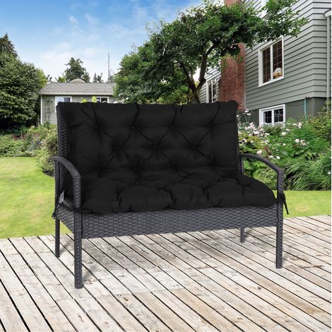 Cuscino per panca 100 x 98 x 8 cm con 6 cinghie, in poliestere, nero HAVRYA (1/5)