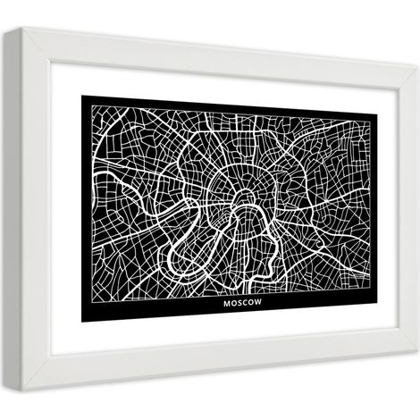 Quadro con cornice, Carta della città  di Mosca - 30x20 (1/5)