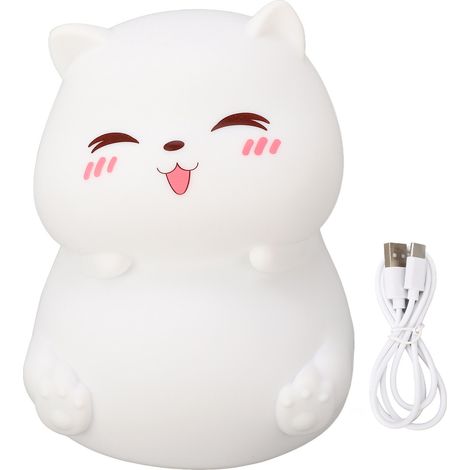 Lampada Notte Gatto in Silicone, Luce Tattile LED Ricaricabile 1200mAh, Design Morbido e Moderno per Camera da Letto e Bambini (1/5)