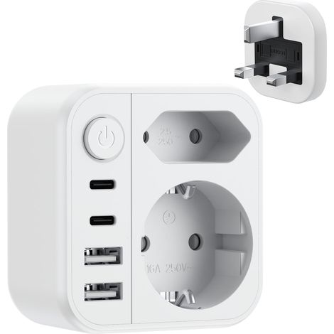 Adaptateur de Voyage UK Type G pour Brancher Les appareils de l'UE en Angleterre, Écosse, Irlande, Dubaï. (1/5)