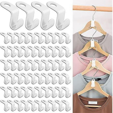 Crochets de cintre blancs 64 pièces, connecteurs de suspension pour cintres, crochets de liaison mini, rangement mural gain de place, accessoires de connexion pour porte-manteaux en cascade (1/5)