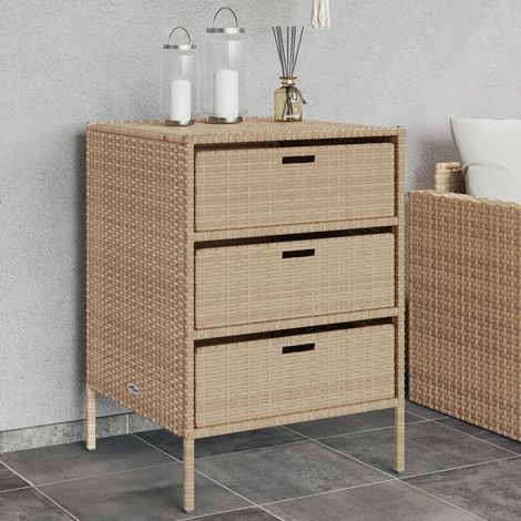 Armario de almacenaje de jardín ratán PE beige 55x59x80 cm vidaXL (1/5)