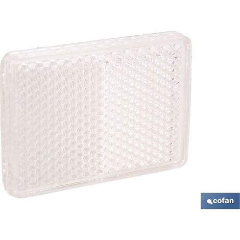 Catadioptrique rectangulaire blanc 56 x 39 mm avec adhésif résistant aux intempéries (1/4)