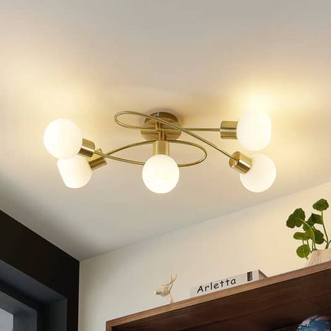 [GEBRAUCHT] B-Ware Lindby Deckenlampe Deckenleuchte Elaina Messing Opalweiß Glas Lampe Leuchte