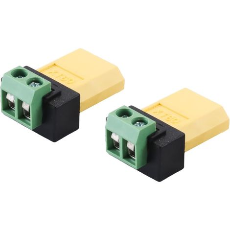 Lot de 2 adaptateurs XT60 mâles vers 2 Broches sans Soudure pour réparation de câble, 10 A, pour Drone, Chargeur, Batterie, etc (1/5)