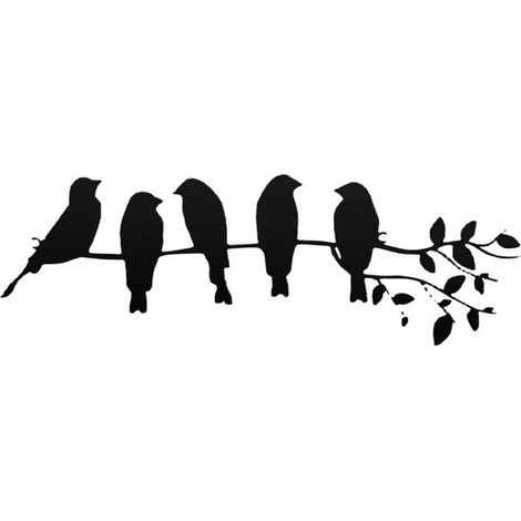 Vogels sur branche décoration murale décoration murale en métal fer 5 oiseaux noir sculpture creuse décor ornement suspendu rustique panneau suspendu pour salon bureau maison (1/5)