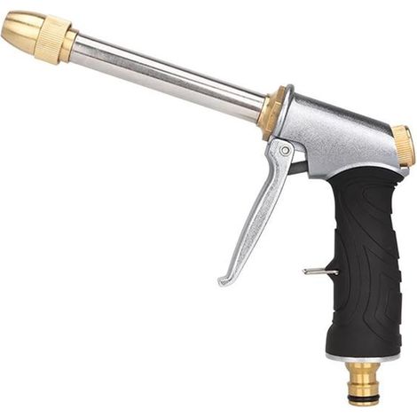 Boquilla de manguera de jardín, boquilla de cobre de alta presión recubierta de goma, pistola pulverizadora para riego de jardines domésticos (1/5)