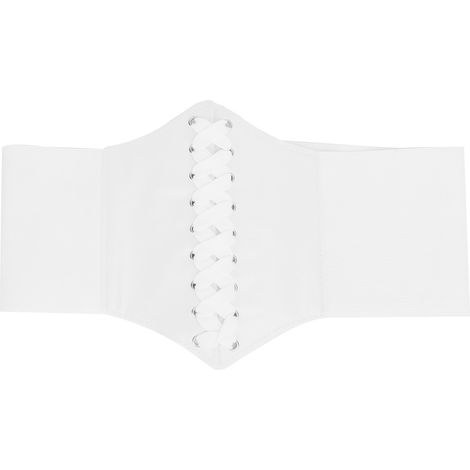 Ceinture corset mode flexible, ajustable à la taille, en similicuir noir pour décoration vestimentaire, taille unique. (1/5)