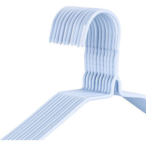 Lot de 10 cintres sans couture, utilisables secs ou humides, indéformables et antidérapants, de couleur bleu nordique, 38 cm, pour la maison ou la chambre. (1/5)