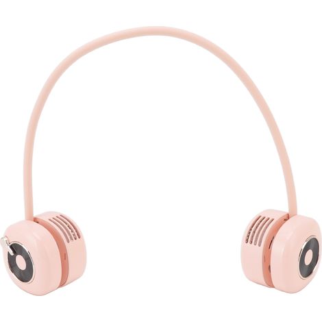 Tragbarer und faltbarer 3-W-5-V-Nackenventilator ohne Rotorblätter, Doppelturbine, LED-Licht, USB-Ladeanschluss, pink (1/5)